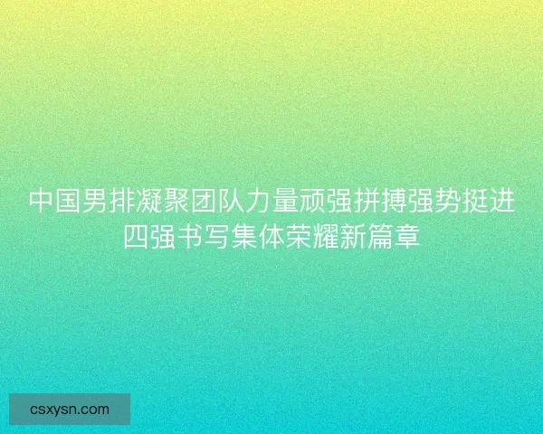 中国男排凝聚团队力量顽强拼搏强势挺进四强书写集体荣耀新篇章